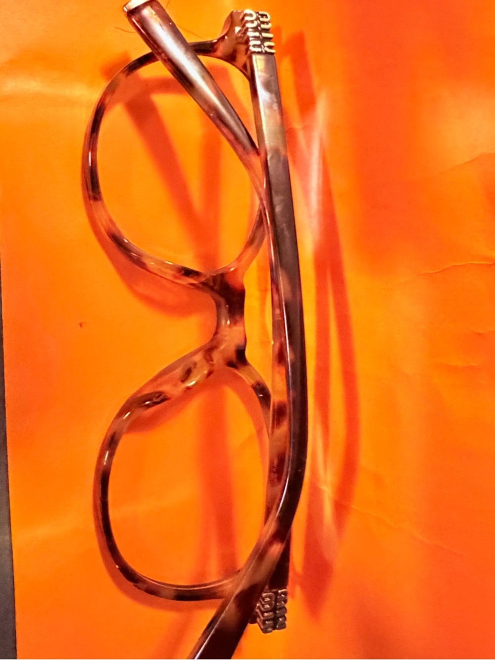 Miu Miu Orange and Gold Eyewear Temple Detail ~NON PRESCRIPTION LENS - Picture 5 of 6